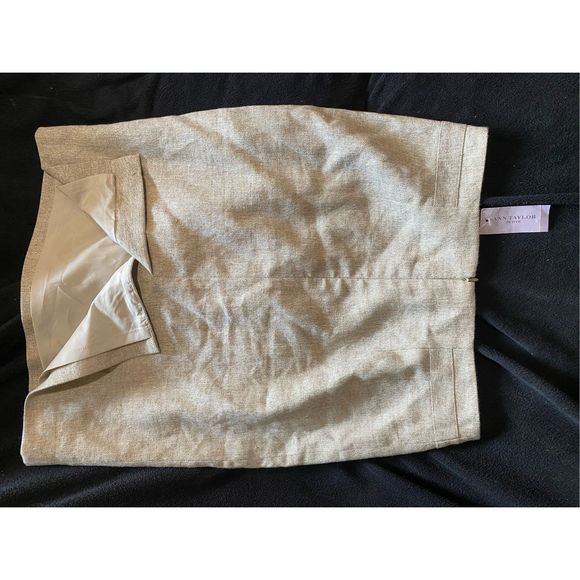 Ann Taylor NWT The High Waist Seamed Linen Pencil Skirt Beige, Sz 6P, MP $108 - Picture 9 of 12